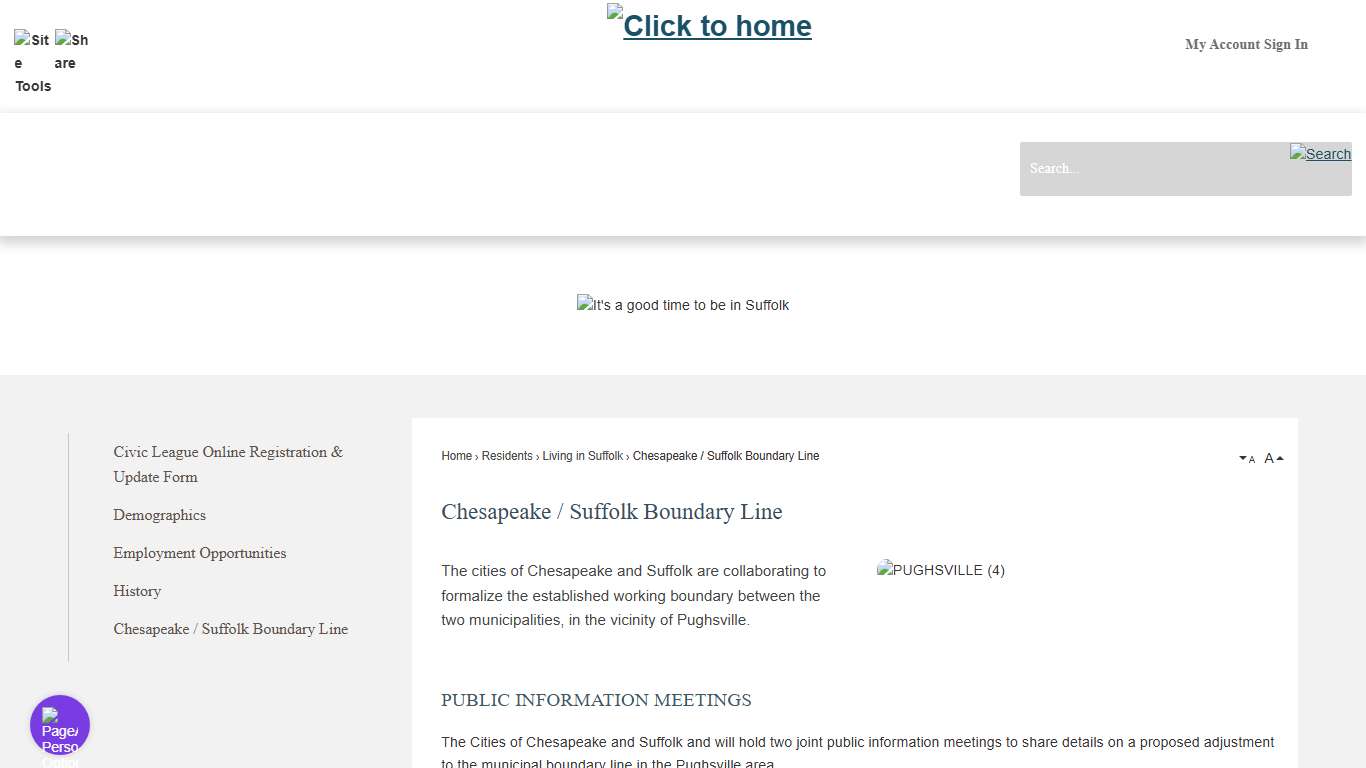 Chesapeake / Suffolk Boundary Line Suffolk, VA